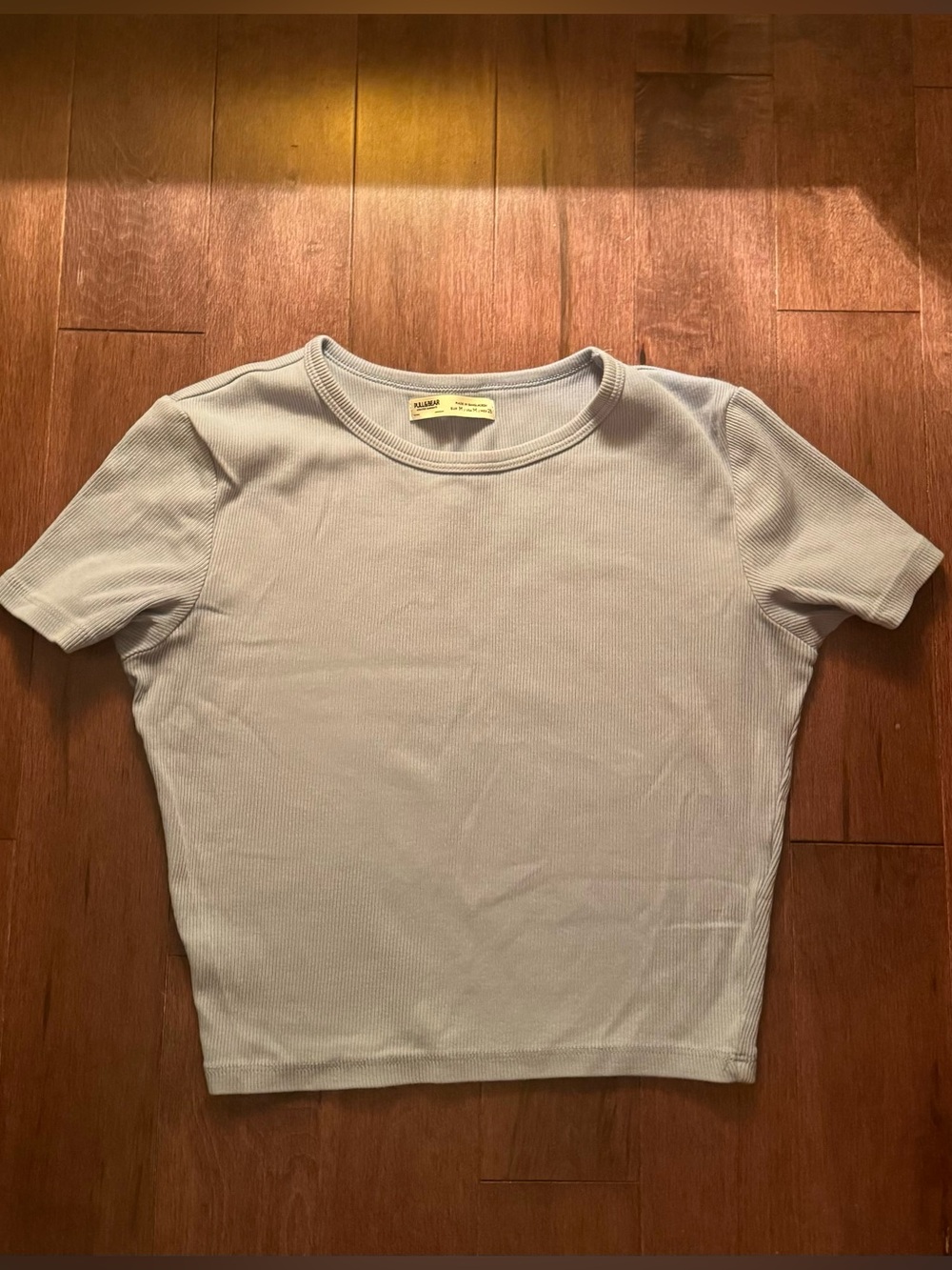 Bershka Pastel Purple/Blue Ribbed Short Sleeve Tee